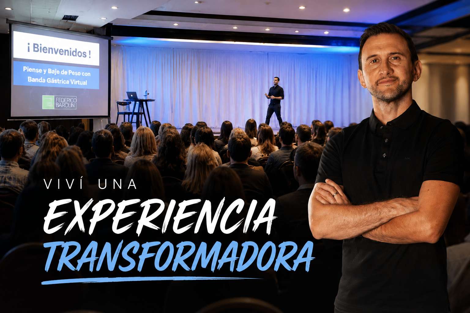 Federico Barolín durante un seminario online de Piense y Baje de Peso